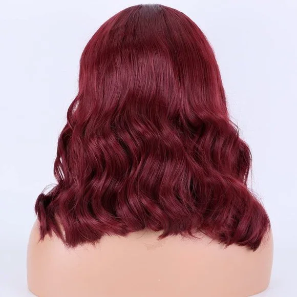 Burgundy Red Short Bob Wigs-13×4 Lace Front Wig